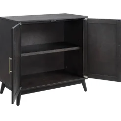 Online Ezra 2-Door Dark Brown Cabinet With Gold Handle Opening Sales Cabinets & Chests