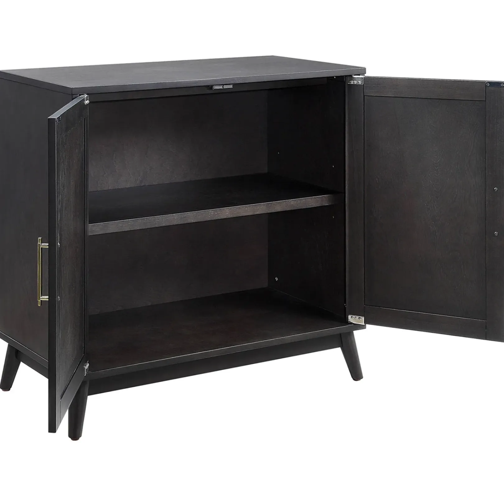 Online Ezra 2-Door Dark Brown Cabinet With Gold Handle Opening Sales Cabinets & Chests