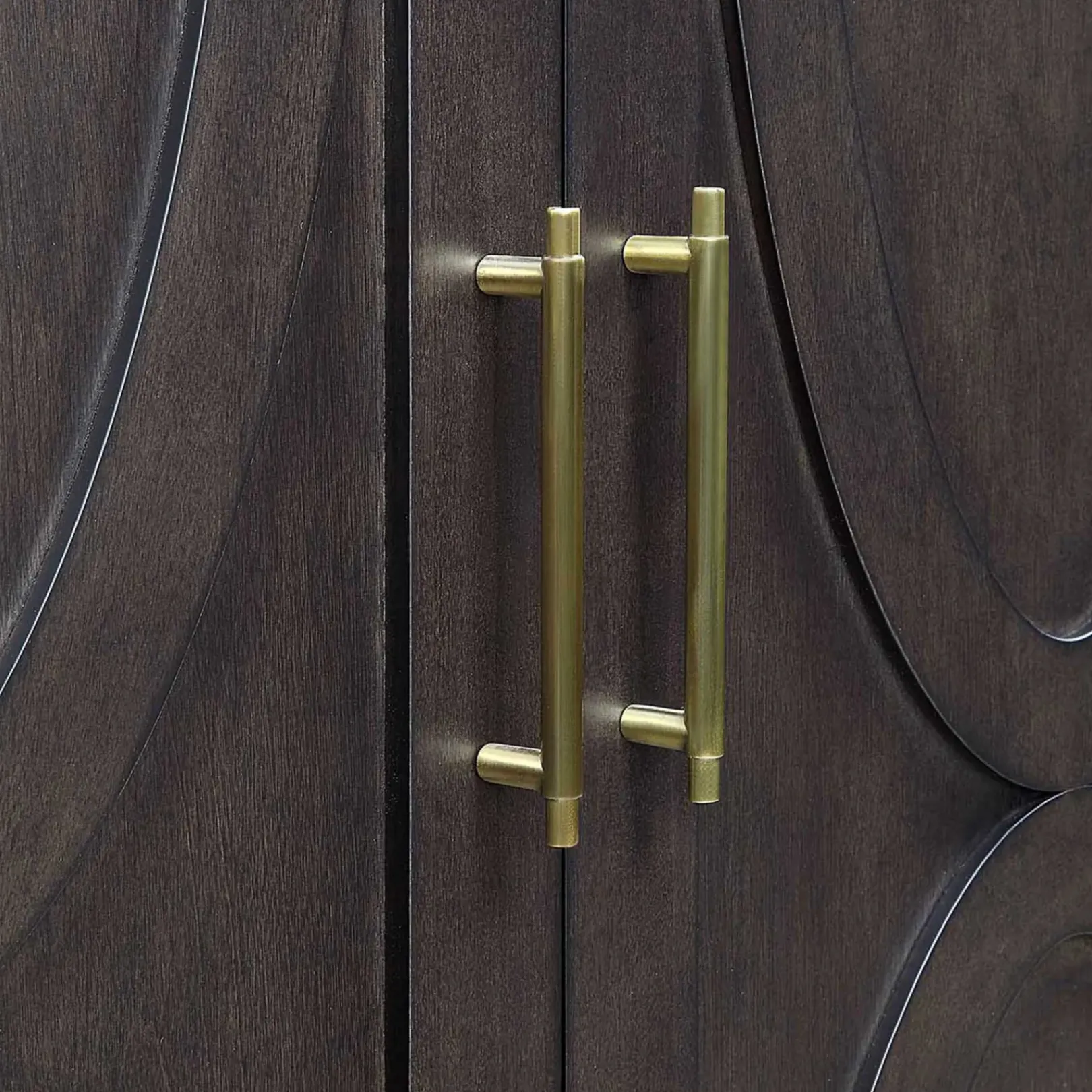 Online Ezra 2-Door Dark Brown Cabinet With Gold Handle Opening Sales Cabinets & Chests