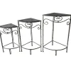 Hot Fan Shaped Wood Top Plant Stand With Rustic Double Tube Metal Leg, Large Promotion Plant Stands