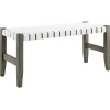 Online Faux Leather Ivory Strap Bench Opening Sales Benches