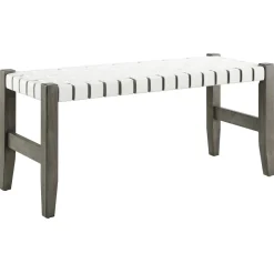 Online Faux Leather Ivory Strap Bench Opening Sales Benches