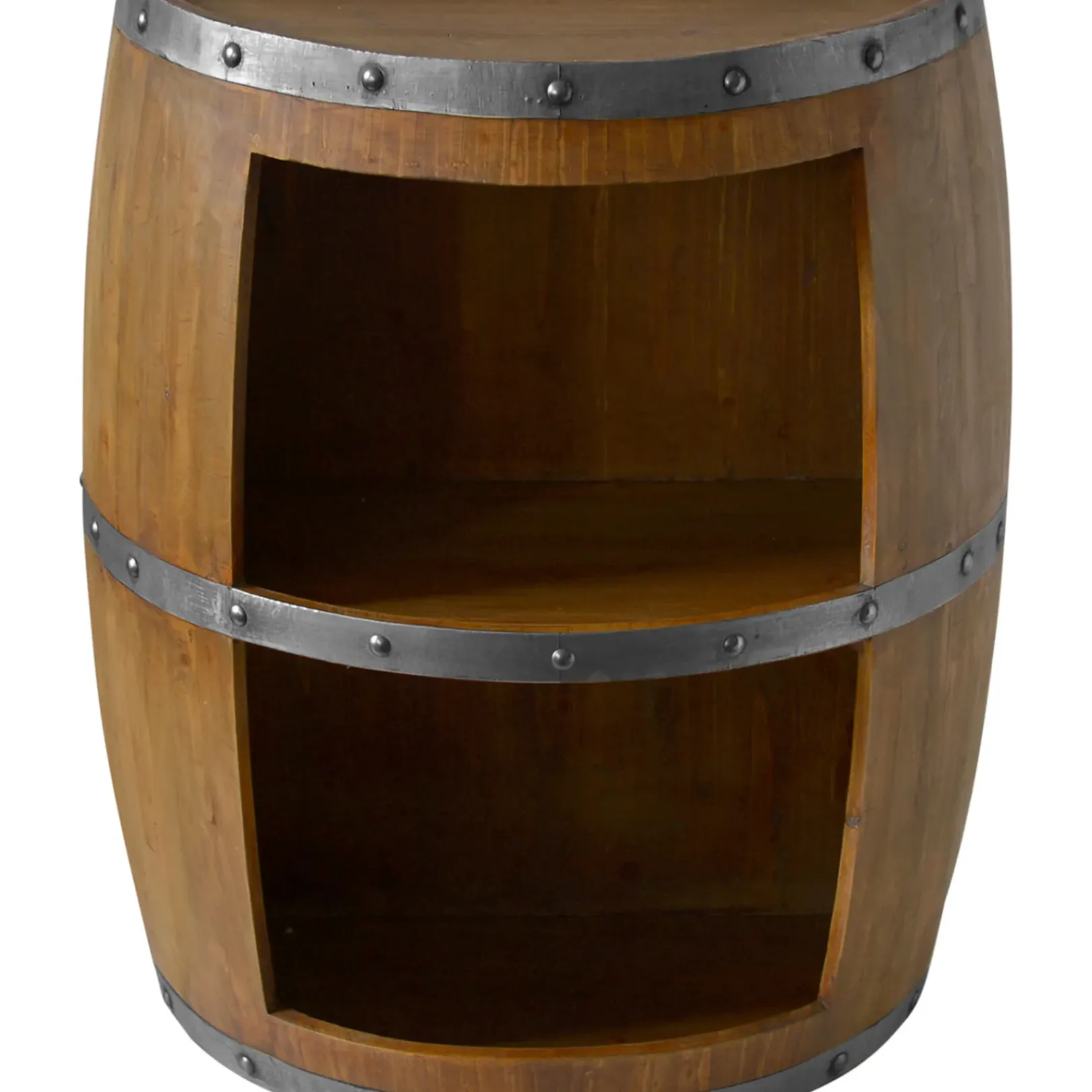 Faux Wine Barrel 2 Tier Display Shelf Less Expensive Accent Tables