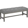 Ferdinand Tufted Tan Linen Wood Bench With Double Nailhead Opening Sales Stools & Benches