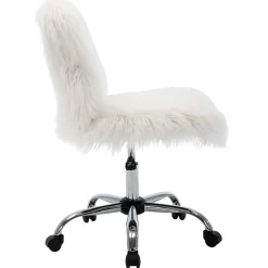 Discount Fiona White Faux Fur Adjustable Office Chair Low Price Office
