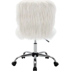 Discount Fiona White Faux Fur Adjustable Office Chair Low Price Office