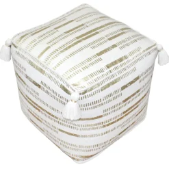 Discount Gold Foil Print Tassel Pouf Discount Ottomans & Poufs