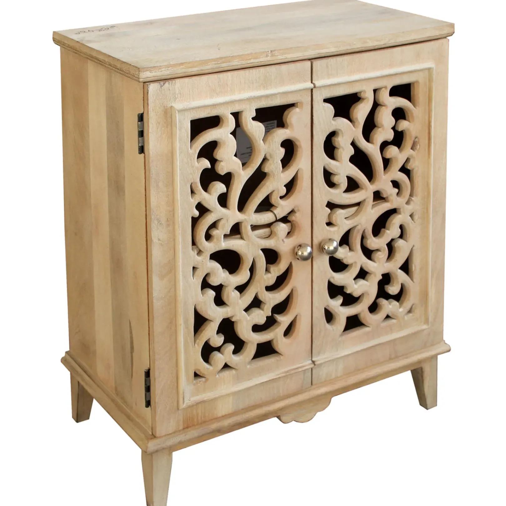 Discount Grace Mitchell Natural Carved 2-Door Cabinet Promotion Cabinets & Chests