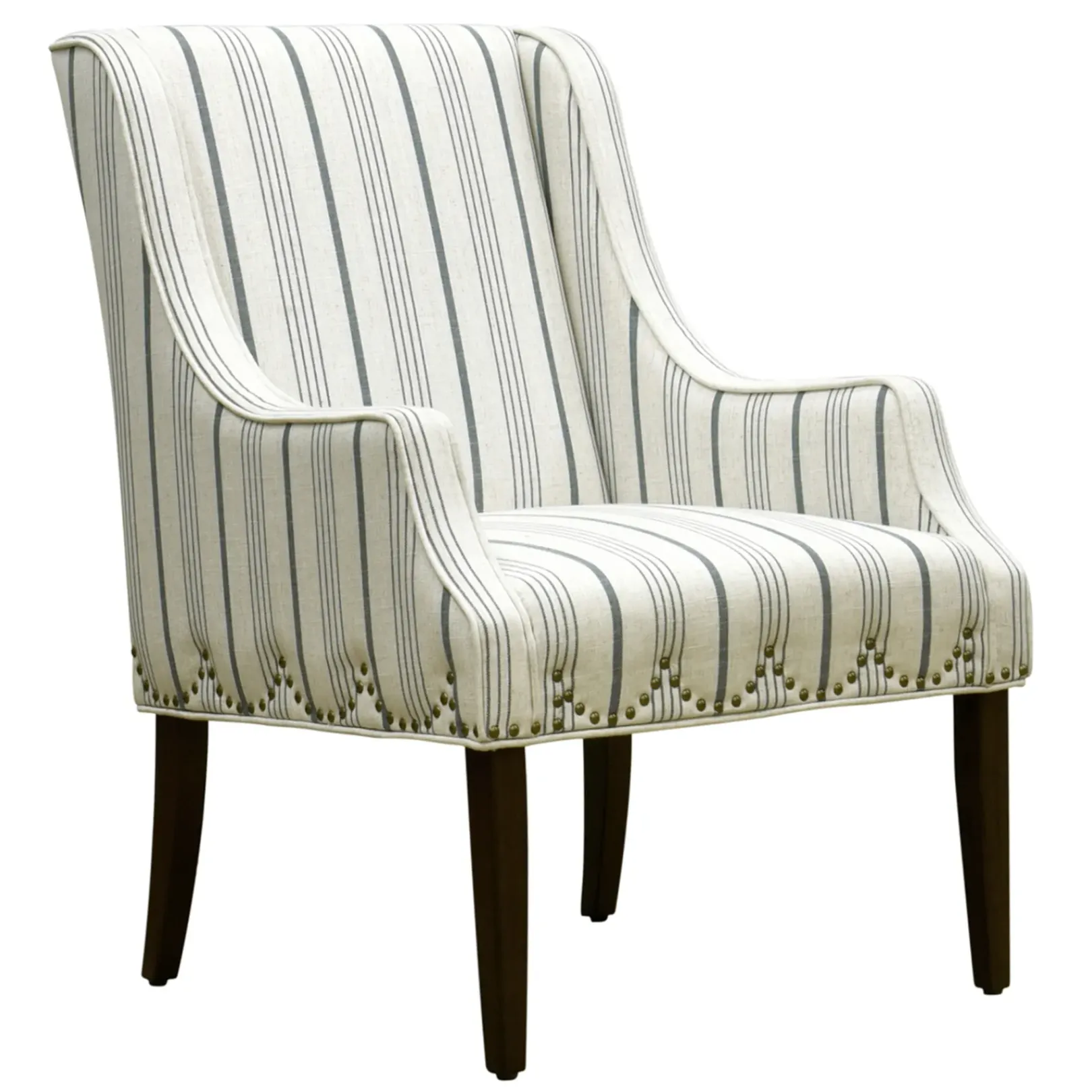 Online Grace Mitchell Olivia Striped Scalloped Arm Chair Discount Accent Chairs