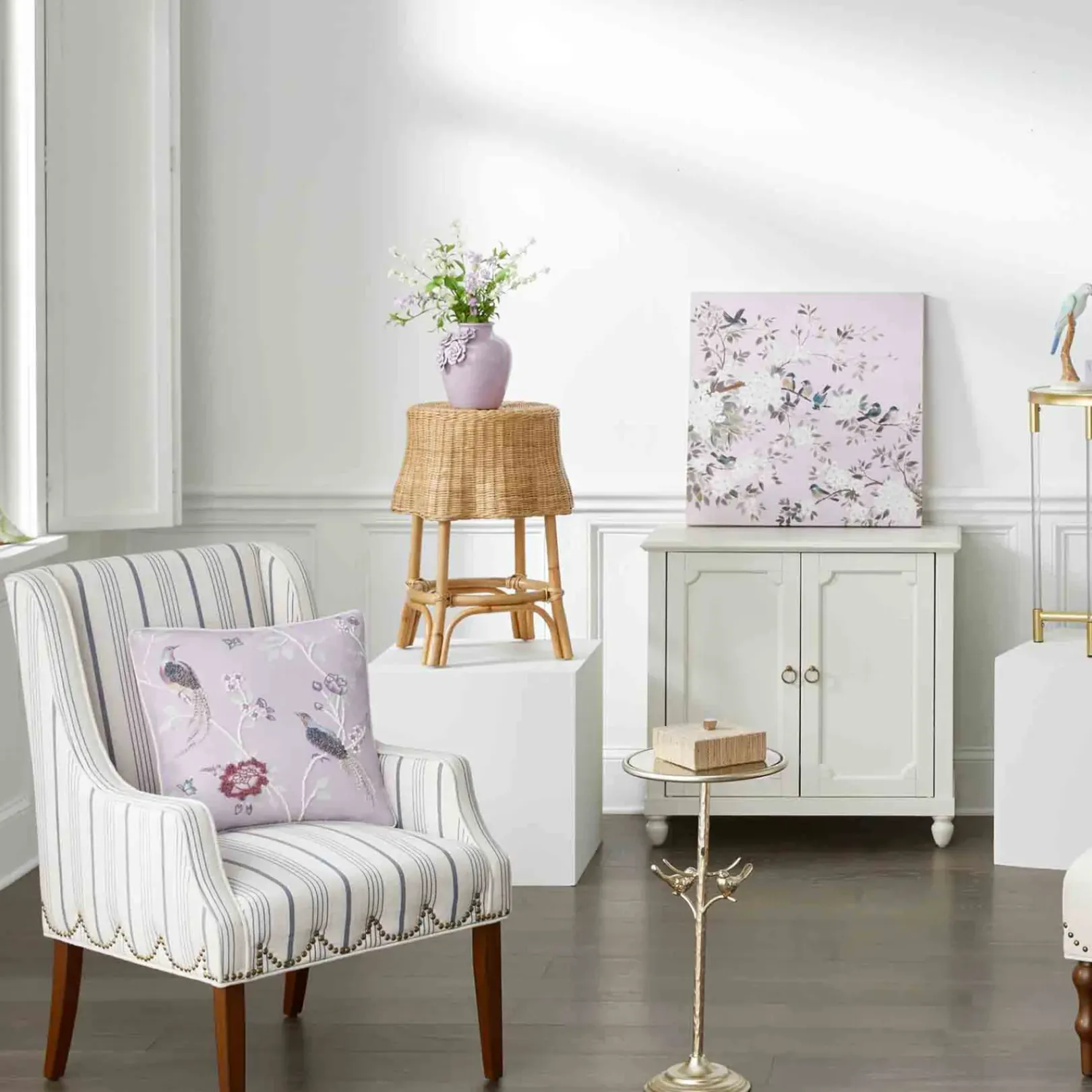 Online Grace Mitchell Olivia Striped Scalloped Arm Chair Discount Accent Chairs