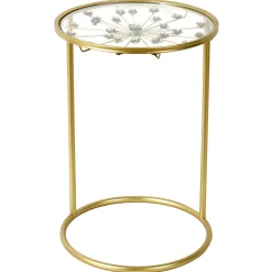 Discount Grace Mitchell Round Gold Accent Table With Glass Top Fashion Accent Tables