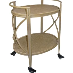New Grace Mitchell 2-Tier Rattan Shelf Bar Cart With Metal Frame Outlet Baker'S Racks & Bar Carts