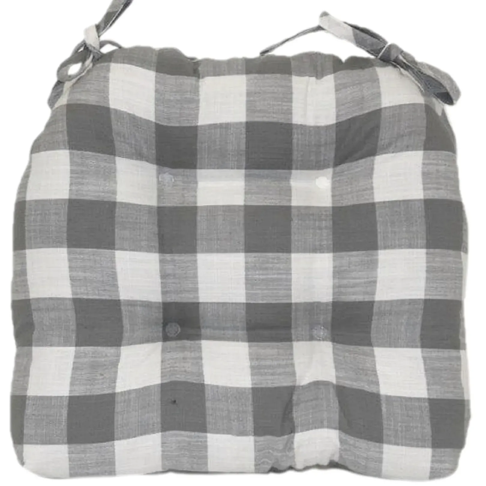 Grey Cotton Buffalo Check Chair Pad Cheaper Dining Chair Cushions & Pads