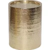 Outlet Hammered Gold Metal Drum Accent Table, Small Bargain Sale Accent Tables