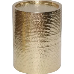 Outlet Hammered Gold Metal Drum Accent Table, Small Bargain Sale Accent Tables
