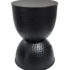 Discount Hammered Metal Accent Table, Black Low Price Accent Tables