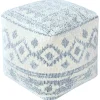 Outlet Honeybloom Blue & Cream Pouf Low Price Ottomans & Poufs