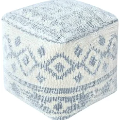Outlet Honeybloom Blue & Cream Pouf Low Price Ottomans & Poufs