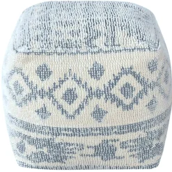 Outlet Honeybloom Blue & Cream Pouf Low Price Ottomans & Poufs