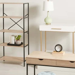 Clearance Honeybloom Burnaby 4-Tier Wood & Metal Shelf Opening Sales Office