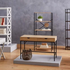 Clearance Honeybloom Burnaby 4-Tier Wood & Metal Shelf Opening Sales Office