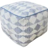 Honeybloom Diana Blue & White Diamond Patterned Pouf Promotion Ottomans & Poufs