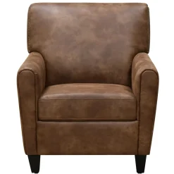Online Honeybloom Dylan Brown Faux Leather Arm Chair Flash Sale Accent Chairs