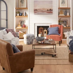 Online Honeybloom Dylan Brown Faux Leather Arm Chair Flash Sale Accent Chairs