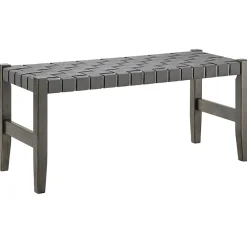 Best Honeybloom Faux Leather Dark Grey Strap Bench Clearance Benches