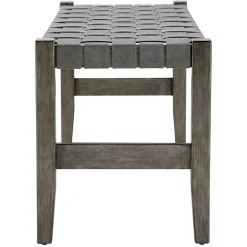Best Honeybloom Faux Leather Dark Grey Strap Bench Clearance Benches