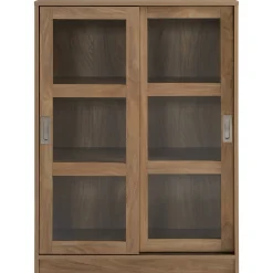 Discount Honeybloom Fullerton 3-Shelf Sliding Door Cabinet Outlet Cabinets & Chests