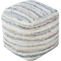 Honeybloom Grey & Cream Pouf Opening Sales Ottomans & Poufs
