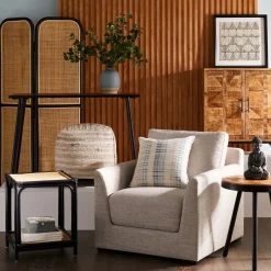 Honeybloom Grey & Cream Pouf Opening Sales Ottomans & Poufs