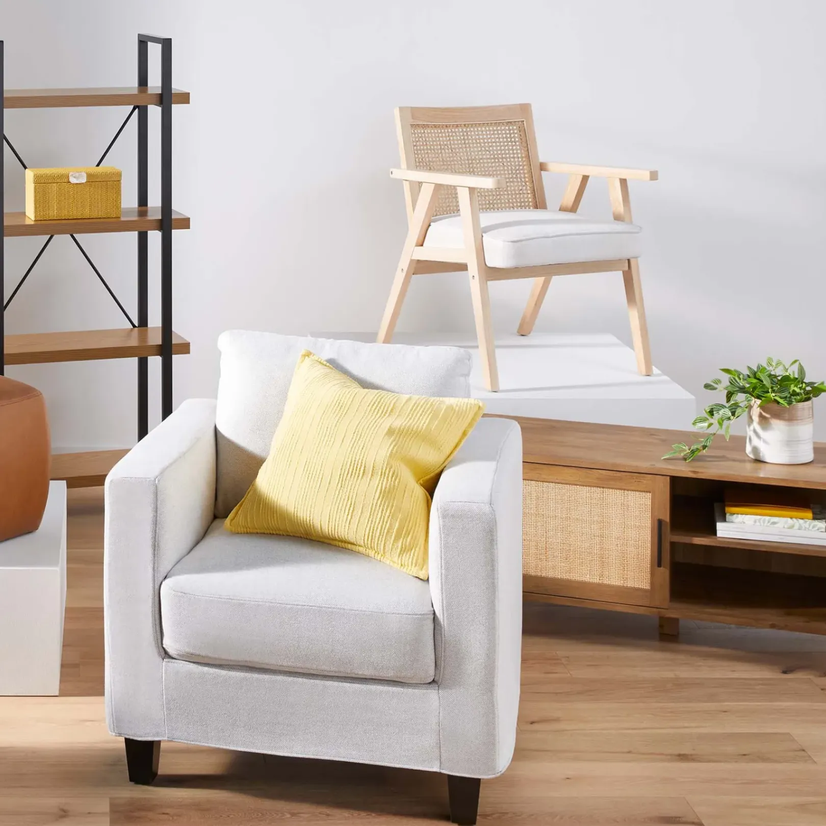 Honeybloom Kanon White Oak Accent Chair Opening Sales Accent Chairs