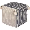 Discount Honeybloom Nora Blue Woven Embroidered Pouf, 18 Promotion Ottomans & Poufs