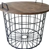 Outlet Honeybloom Round Wire Basket Table With Removable Wood Top Discount Accent Tables