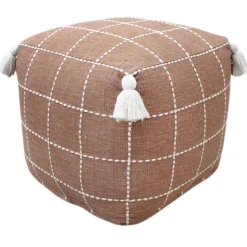 Honeybloom Shiva Brown Woven Pouf Flash Sale Ottomans & Poufs