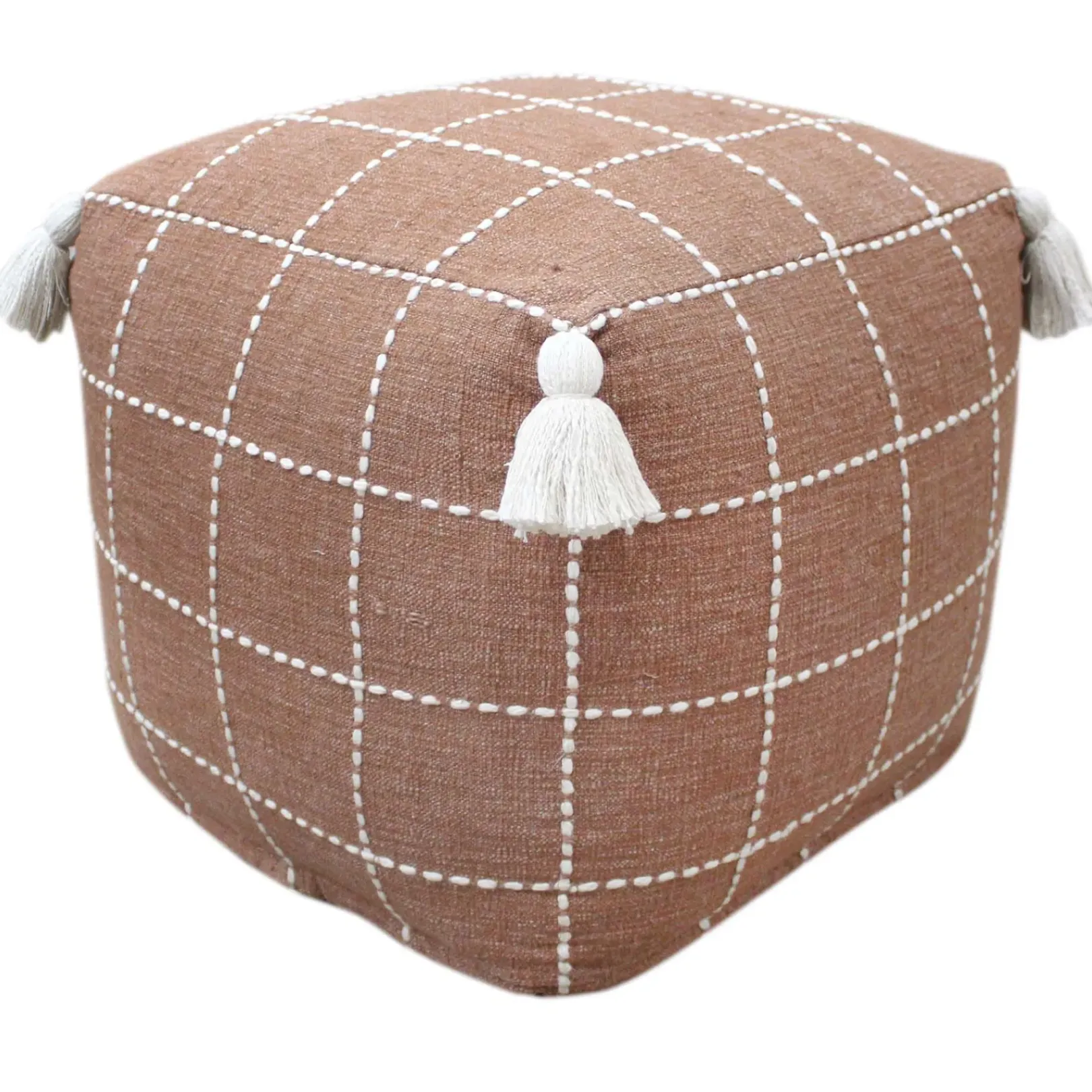 Honeybloom Shiva Brown Woven Pouf Flash Sale Ottomans & Poufs