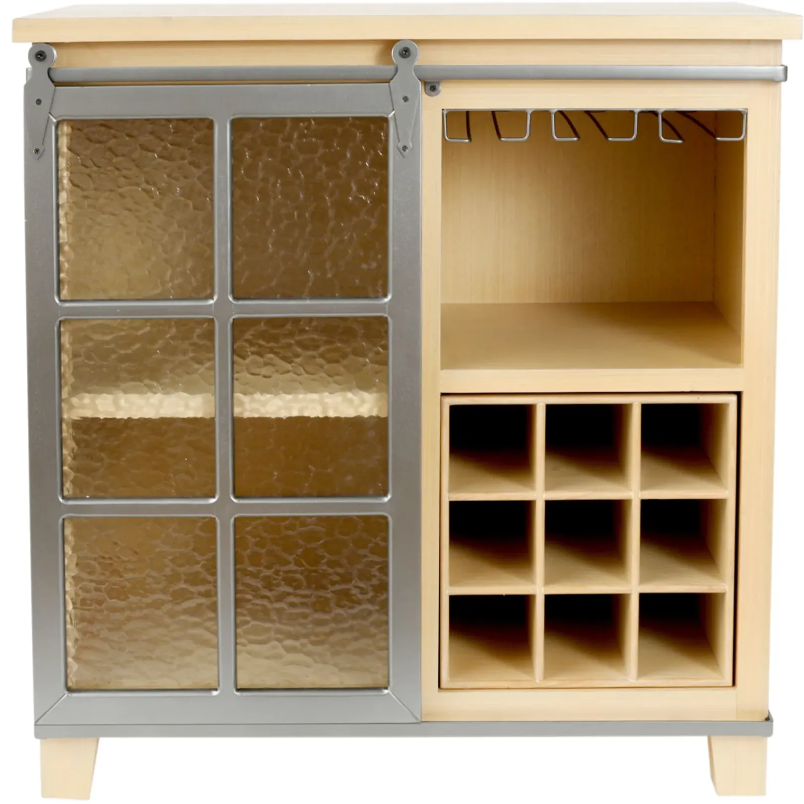 Clearance Honeybloom Suzanne Barn Door Wine Cabinet Featured Baker'S Racks & Bar Carts