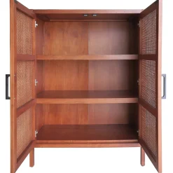 Outlet Honeybloom Wood Rattan Door Cabinet Premium Cabinets & Chests