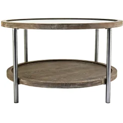 Discount Hudson Glass-Top Round Coffee Table Cheaper Coffee & End Tables