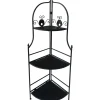Online 48In. Black Metal Corner Rack With Folding Wood Shelves Discount Baker'S Racks & Bar Carts