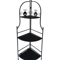 Online 48In. Black Metal Corner Rack With Folding Wood Shelves Discount Baker'S Racks & Bar Carts