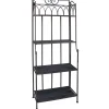 Discount 61In. Brown Decorative Arch Metal Rack With Folding Wood Top Shelves Clearance Baker'S Racks & Bar Carts