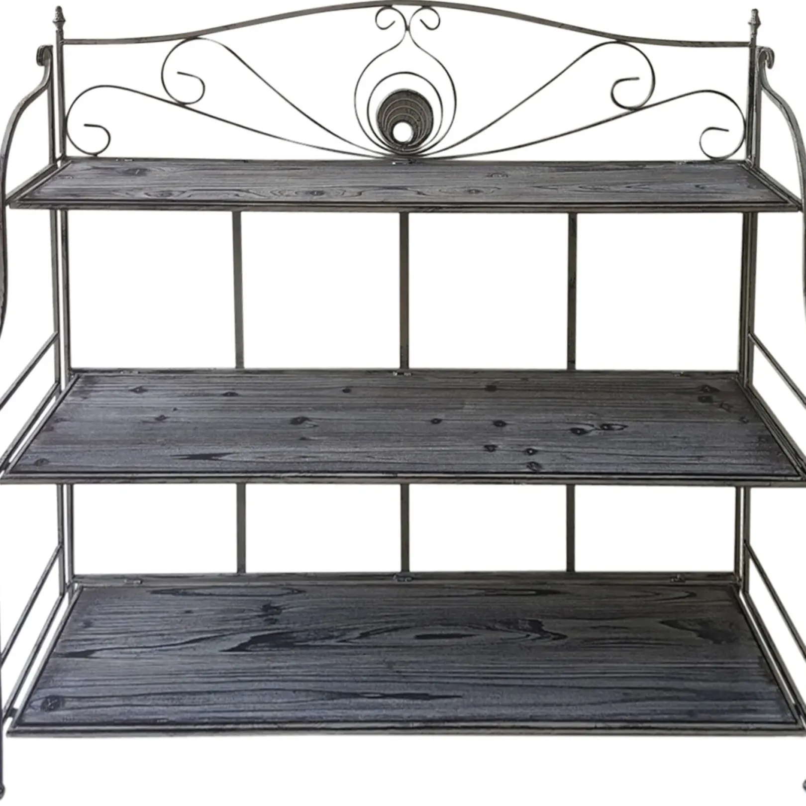 New 40In. Rustic Metal Rack With Folding Wood Top Shelves Outlet Baker'S Racks & Bar Carts
