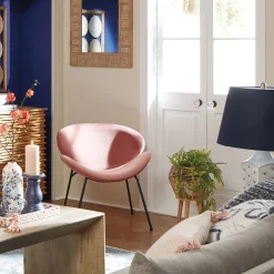 Jagger Chair With Black Metal Legs, Rose Opening Sales Accent Chairs