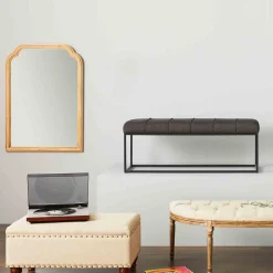 Clearance Jasmine Linen Storage Ottoman, Natural Less Expensive Stools & Benches