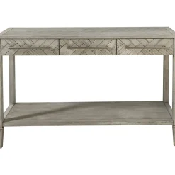Kate 3-Drawer Parquet Wood Console Table, 48 Discount Accent Tables