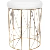 Online Keira Glazed Gold Wire Vanity Stool & Padded White Faux Leather Seat Cheaper Stools & Benches