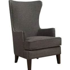 Outlet Kori Charcoal Grey High Back Accent Chair With Nailhead Trim Good Quality Accent Chairs